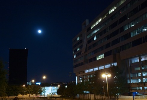 Full moon over Georgia Power HQ